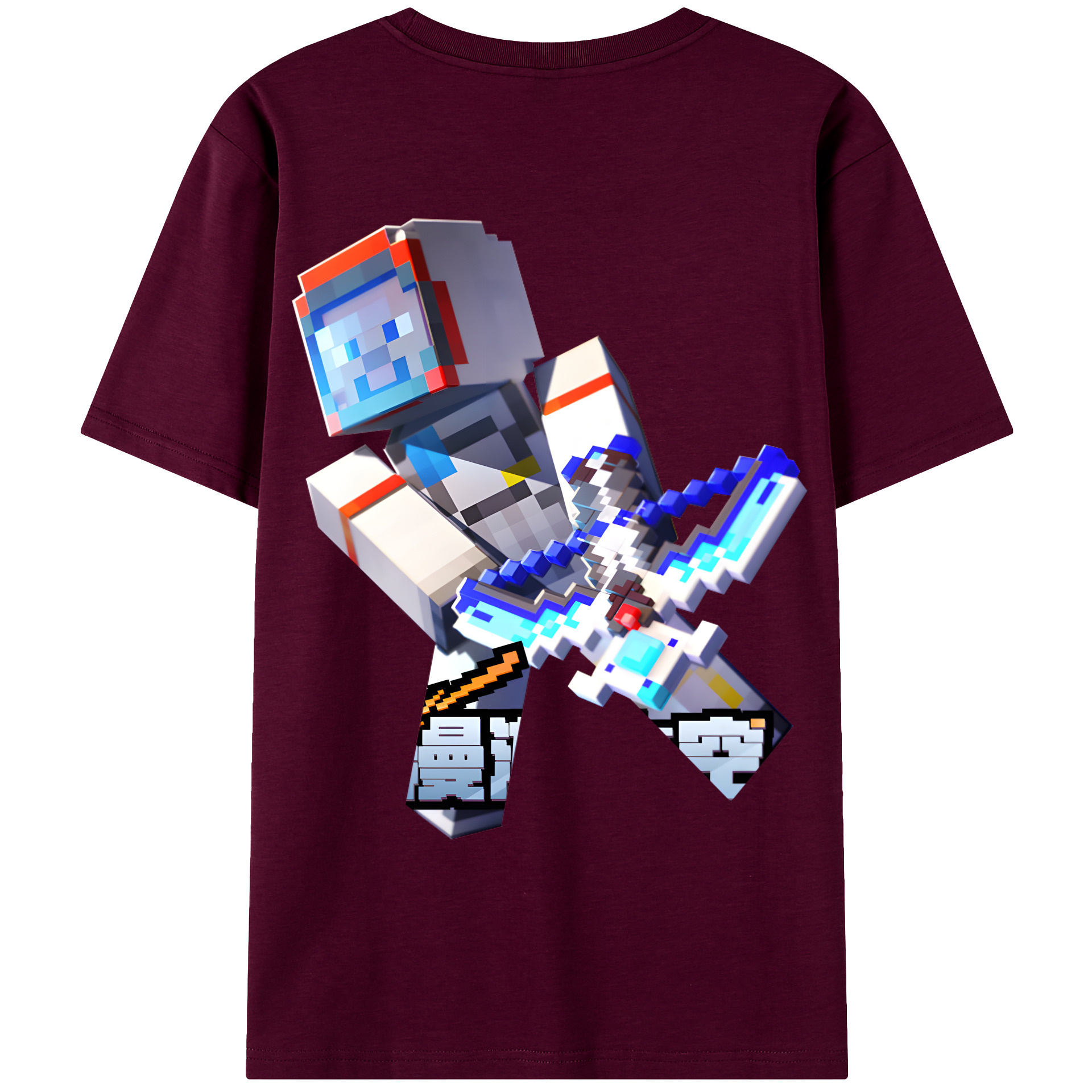 （画像用） マインクラフト ブロックの世界 Minecraft MC Block world レディース半袖Tシャツ(バックプリント)